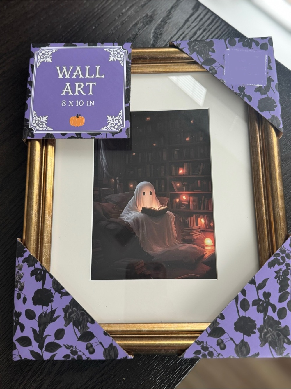 Halloween Wall Art Ghost Reading Book Frame